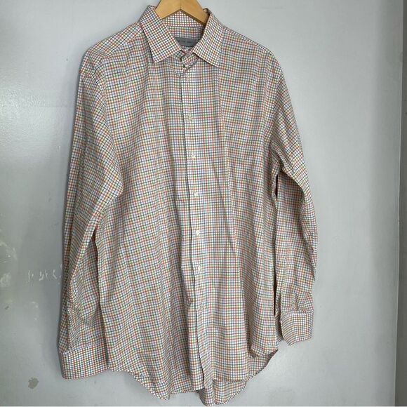 ETRO Shirt Men's 46‎ Long Sleeve Colorful Check Cotton Dress Button Italy - Picture 2 of 9